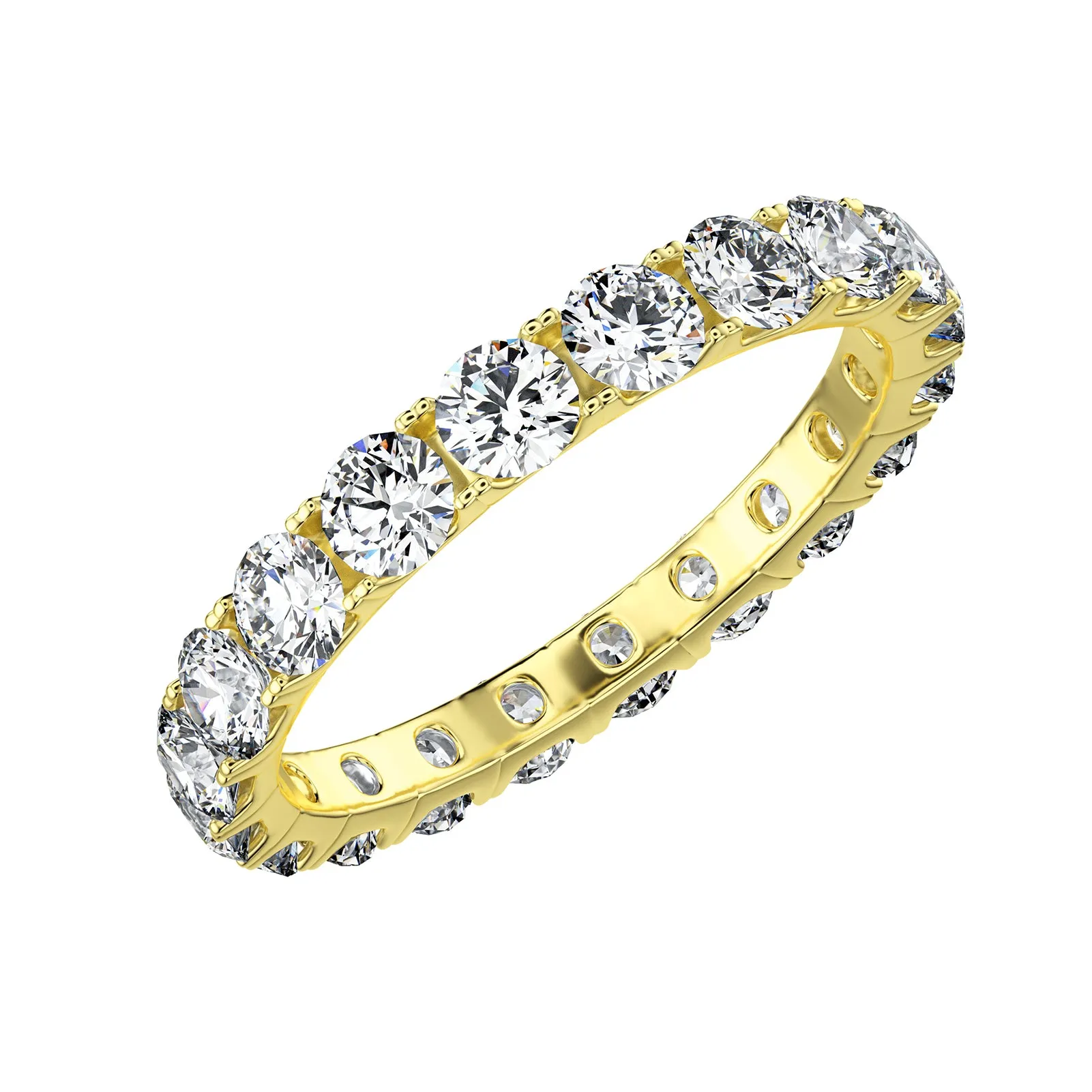 Full Accented Eternity Moissanite Diamond Engagement Band in Yellow/White Gold