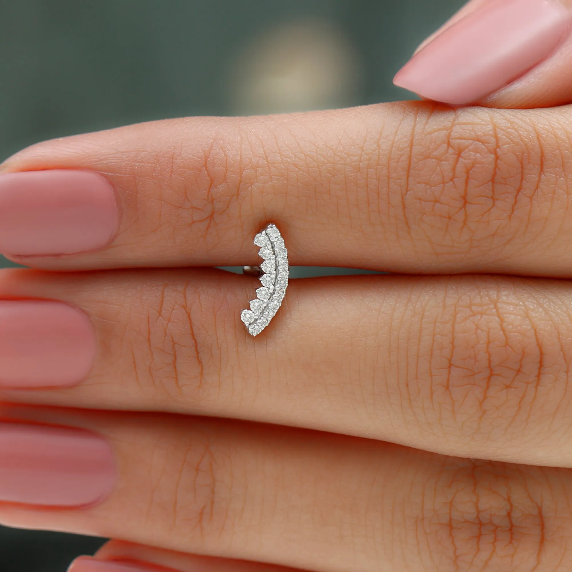 Genuine Diamond Curved Cartilage Earring