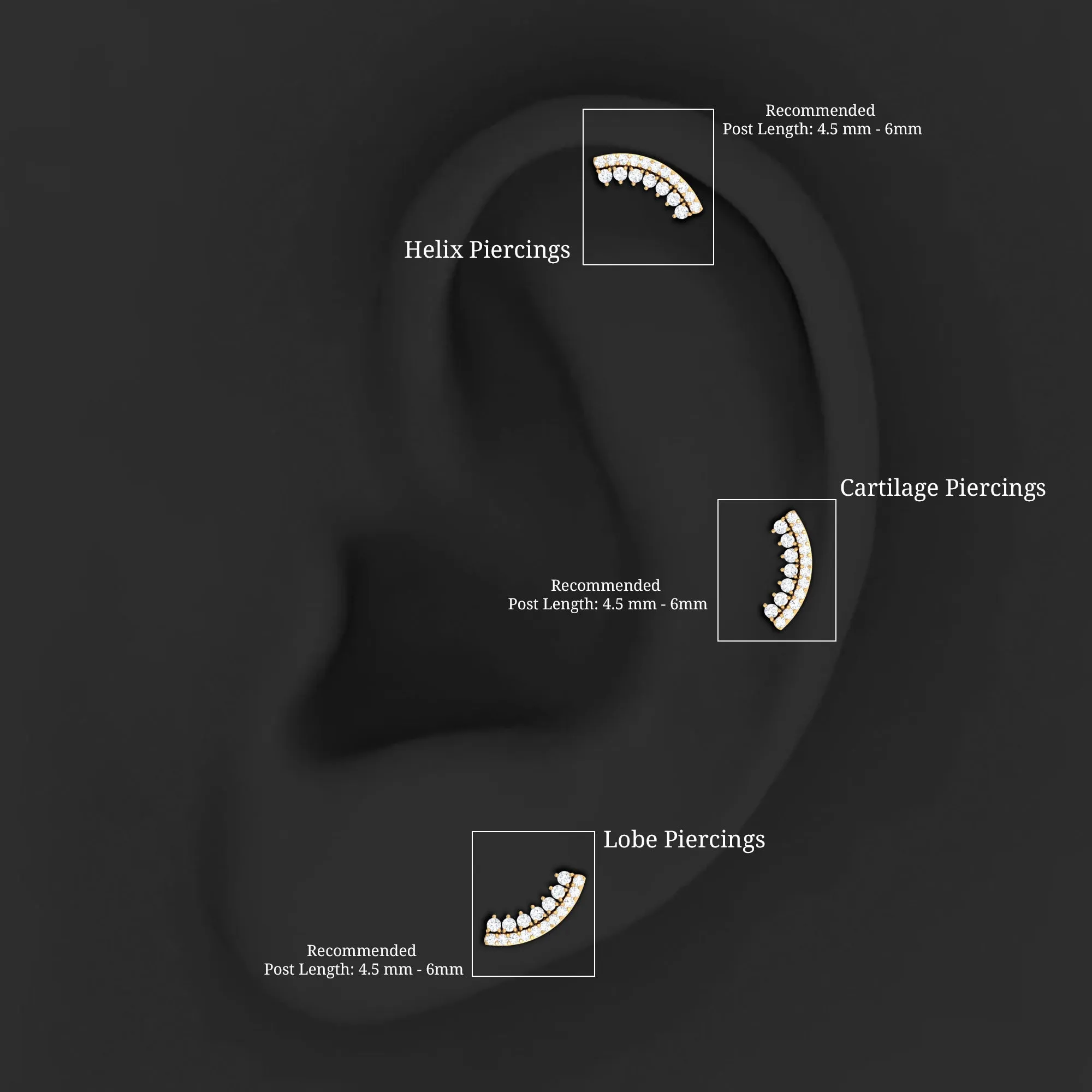Genuine Diamond Curved Cartilage Earring