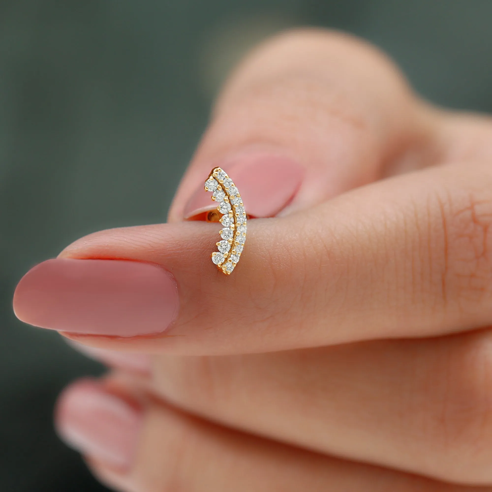 Genuine Diamond Curved Cartilage Earring