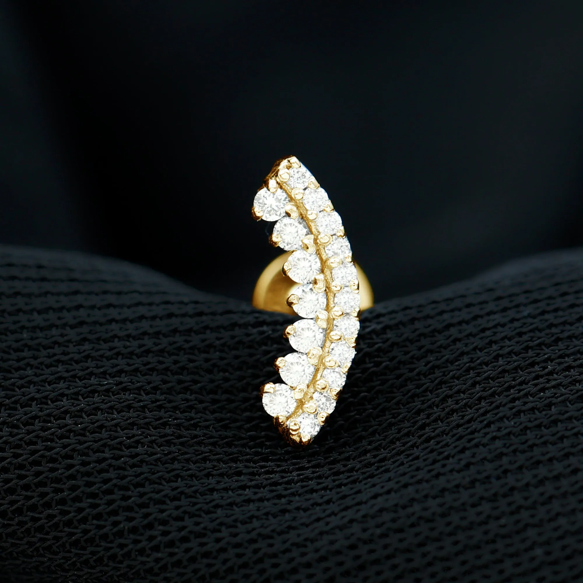 Genuine Diamond Curved Cartilage Earring