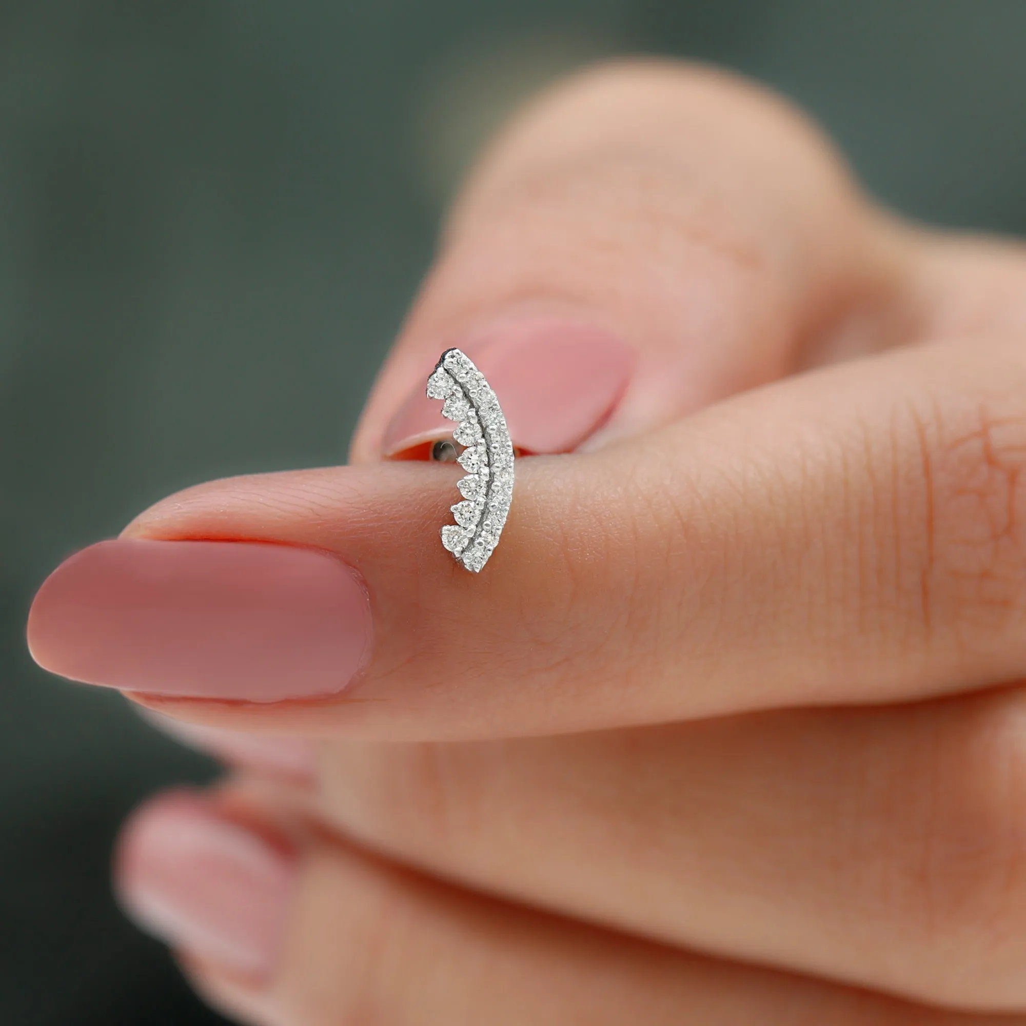 Genuine Diamond Curved Cartilage Earring