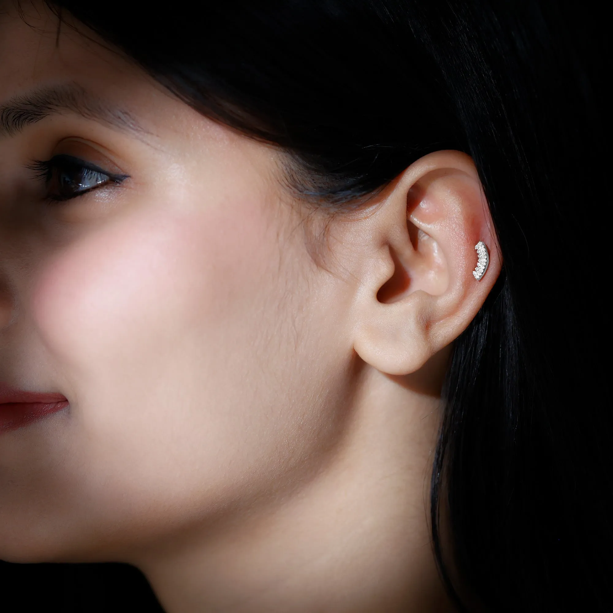 Genuine Diamond Curved Cartilage Earring