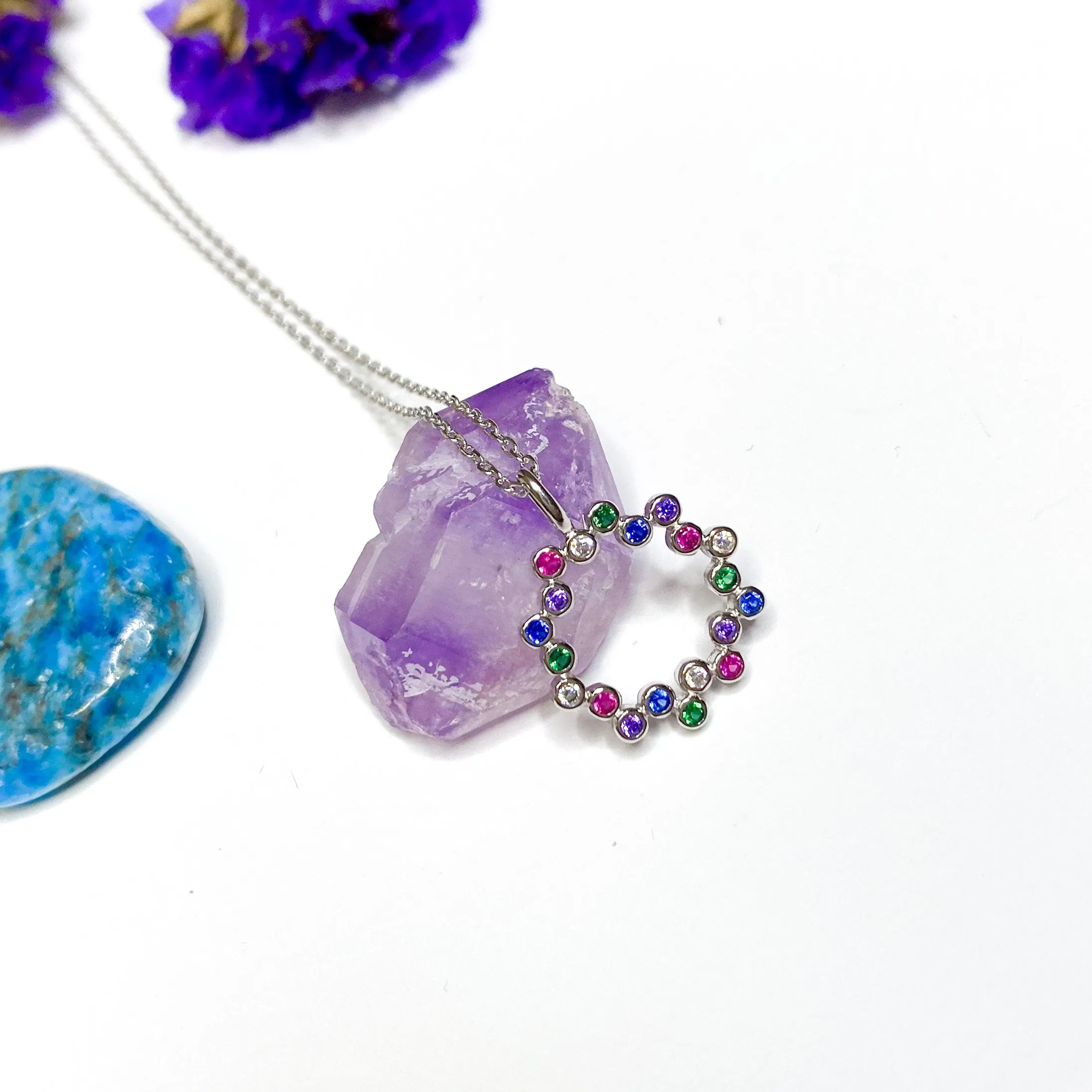 Gloria Multi Gem Sterling Silver Pendant