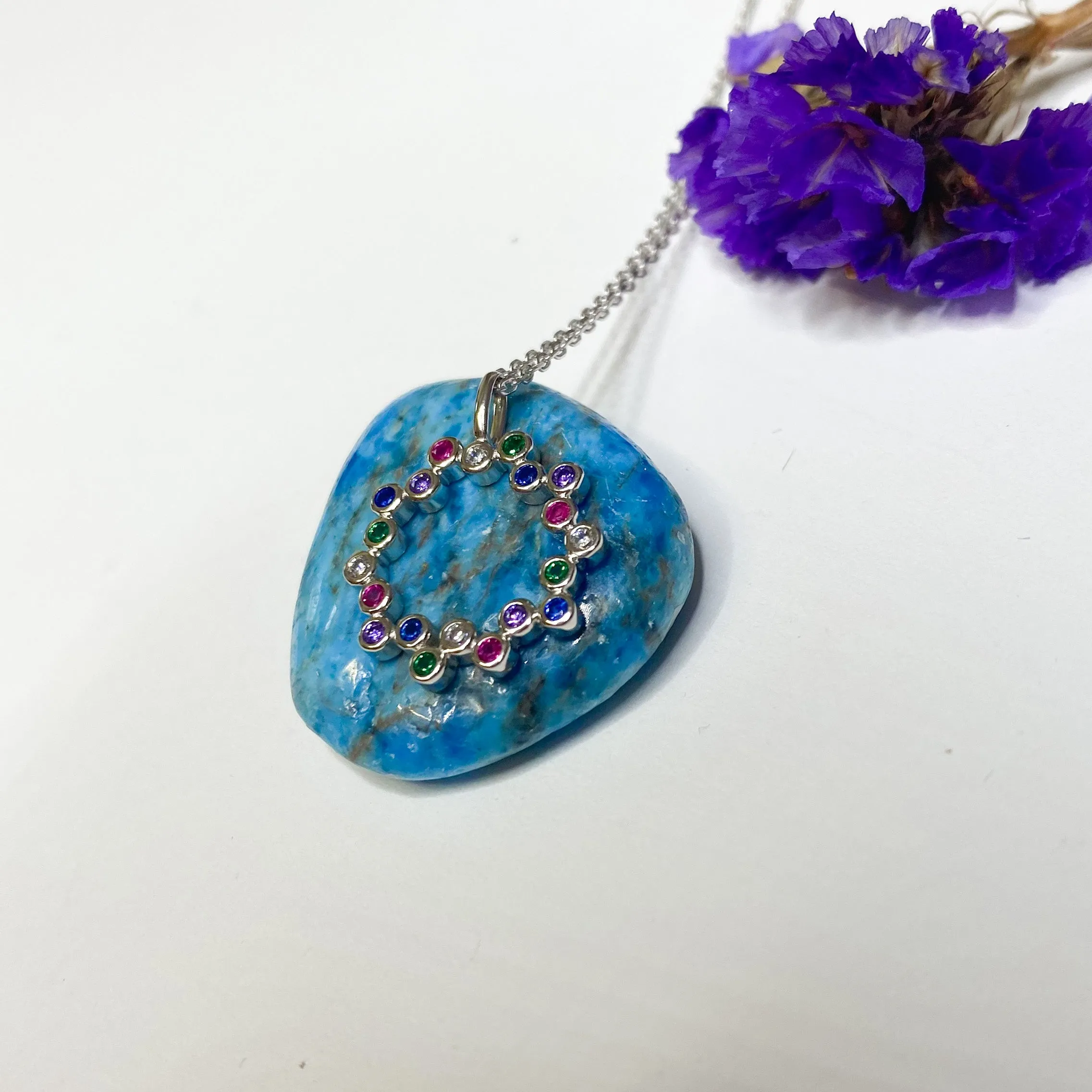 Gloria Multi Gem Sterling Silver Pendant