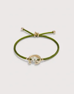 Gold Dark Green Thread Bracelet