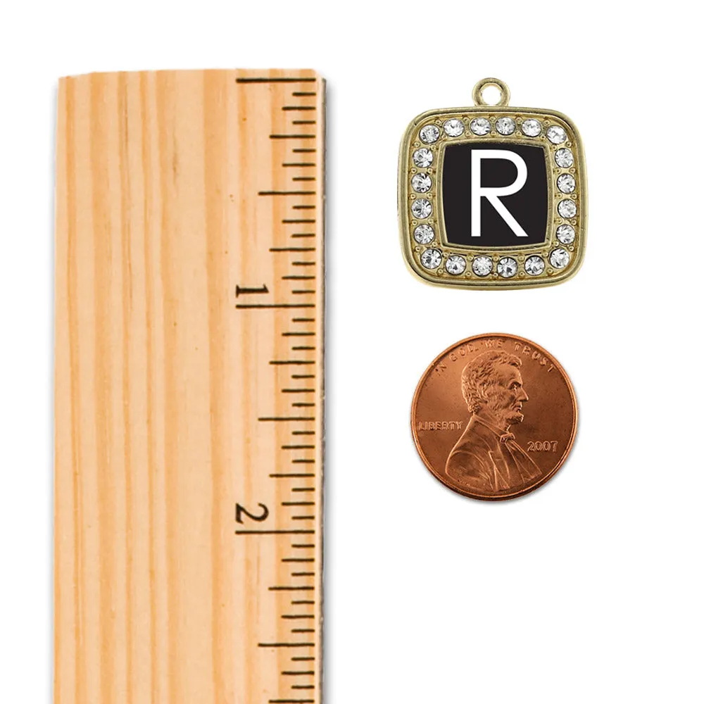 Gold My Initials - Letter R Square Charm Braided Bracelet