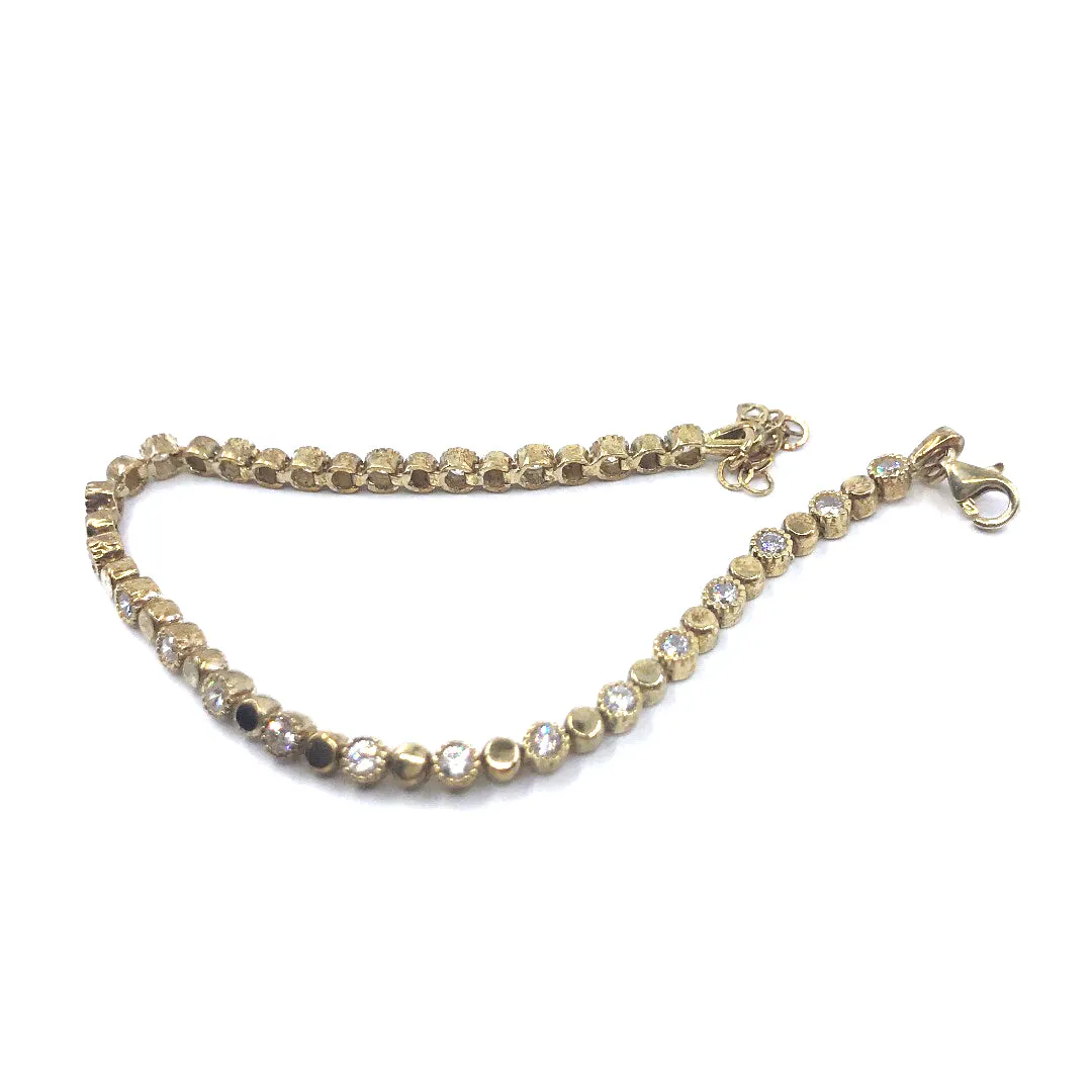 Gold Plated Sterling Silver CZ Link Circle Bracelet