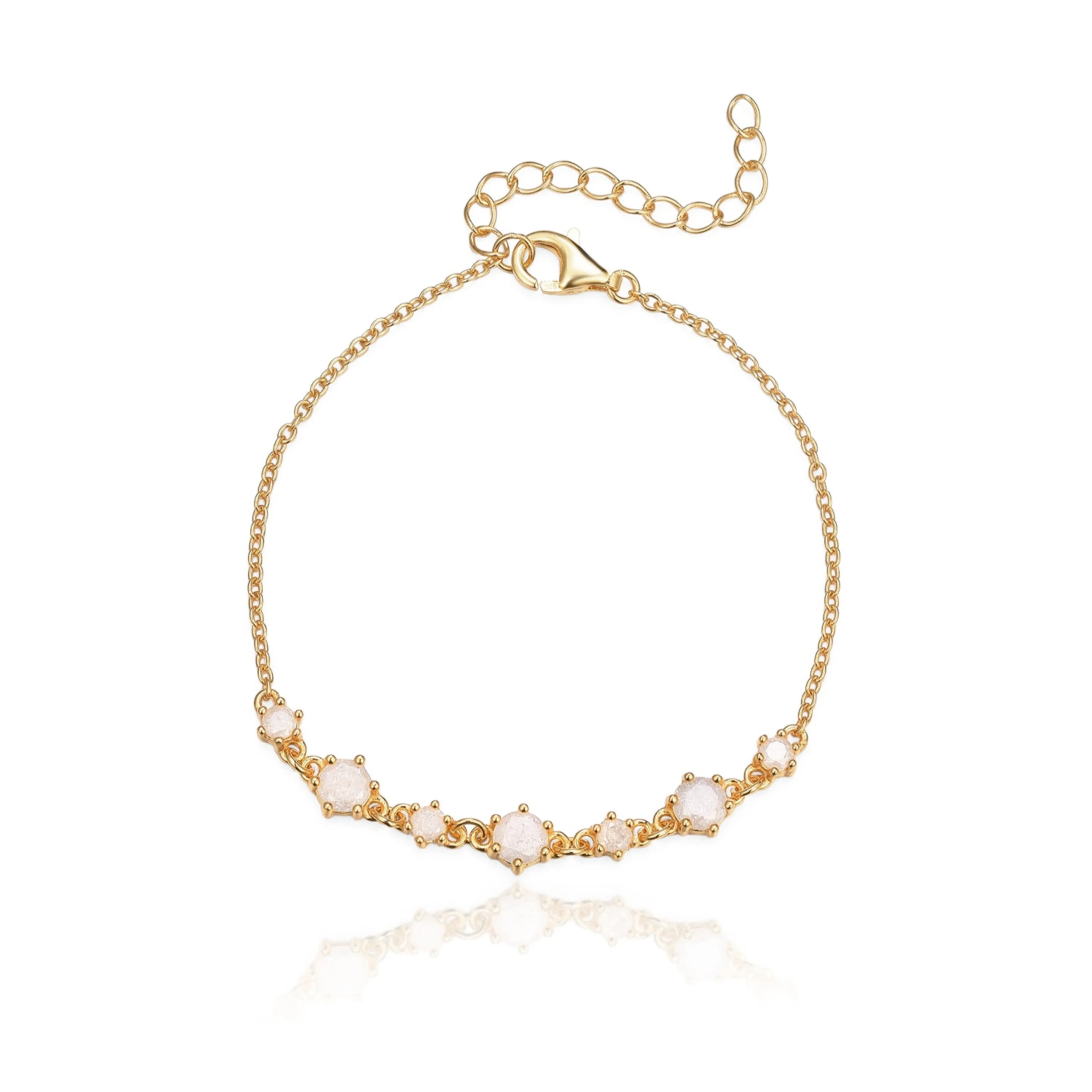 Gold Plated Sterling Silver Iced Stone Bracelet