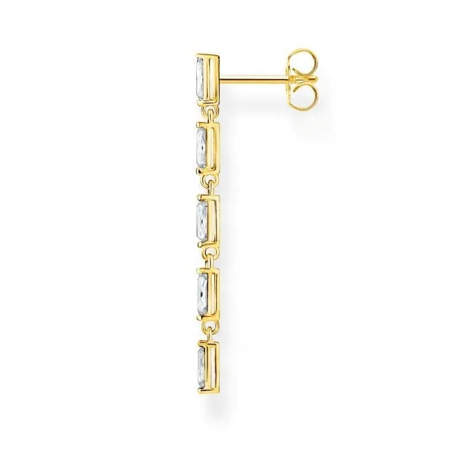 Gold Plated Zirconia White Stones Single Earring H2184-414-14