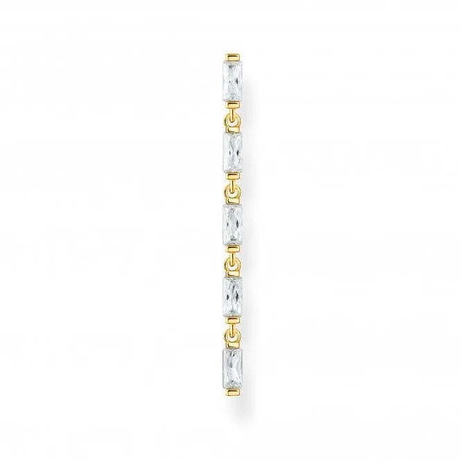 Gold Plated Zirconia White Stones Single Earring H2184-414-14