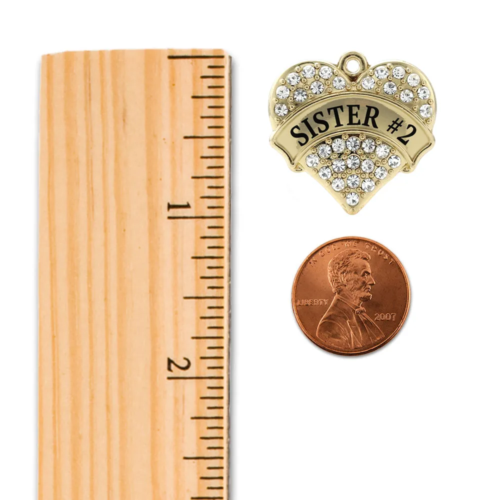 Gold Sister #2 Pave Heart Charm Toggle Bracelet