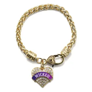 Gold Wicked Pave Heart Charm Braided Bracelet
