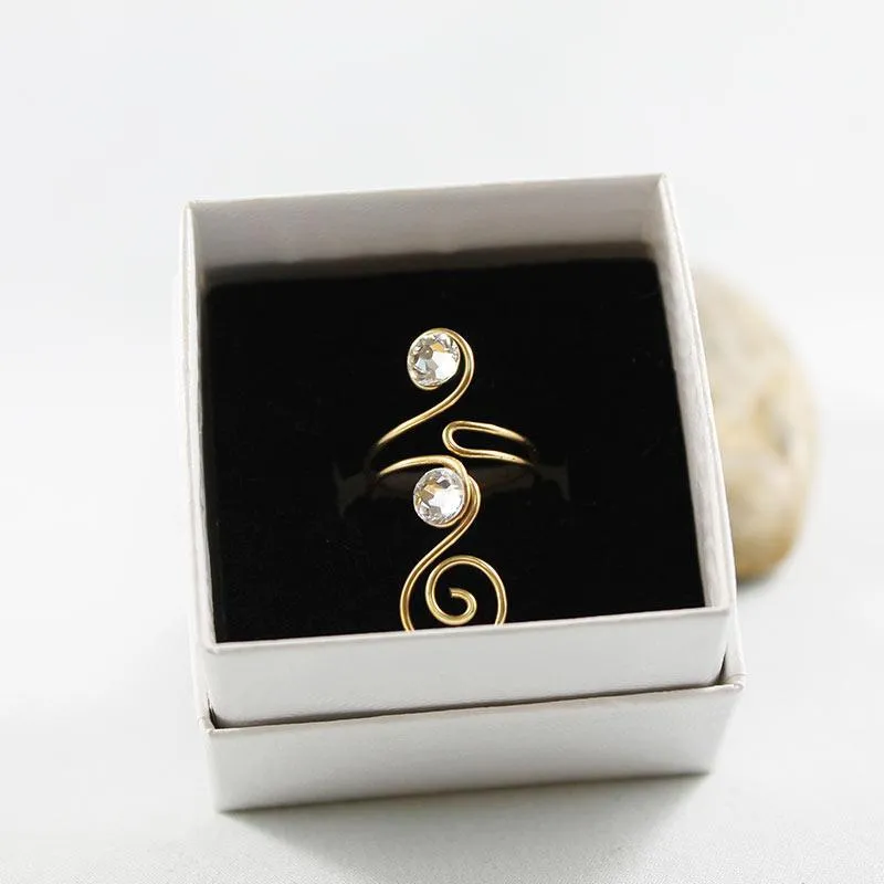 Gold Wire Wrapped Clear Crystal Ring