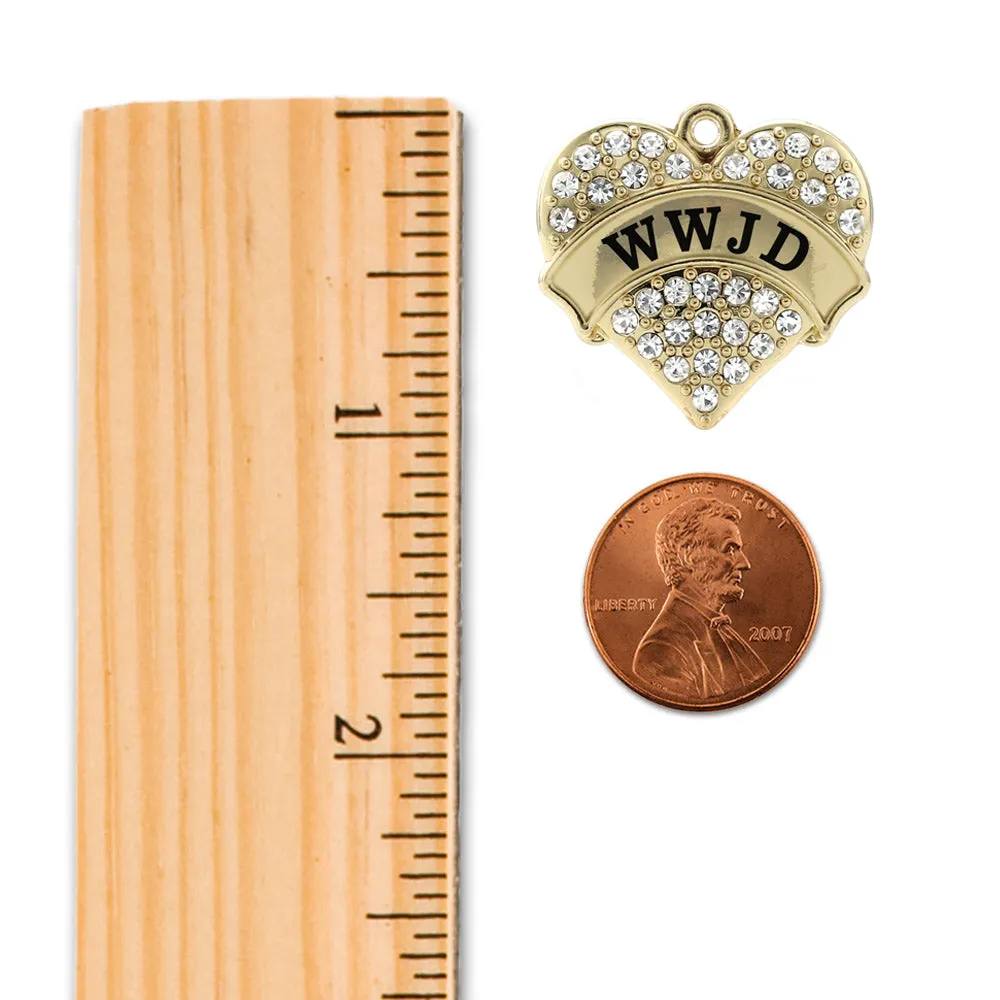 Gold WWJD Pave Heart Charm Toggle Bracelet