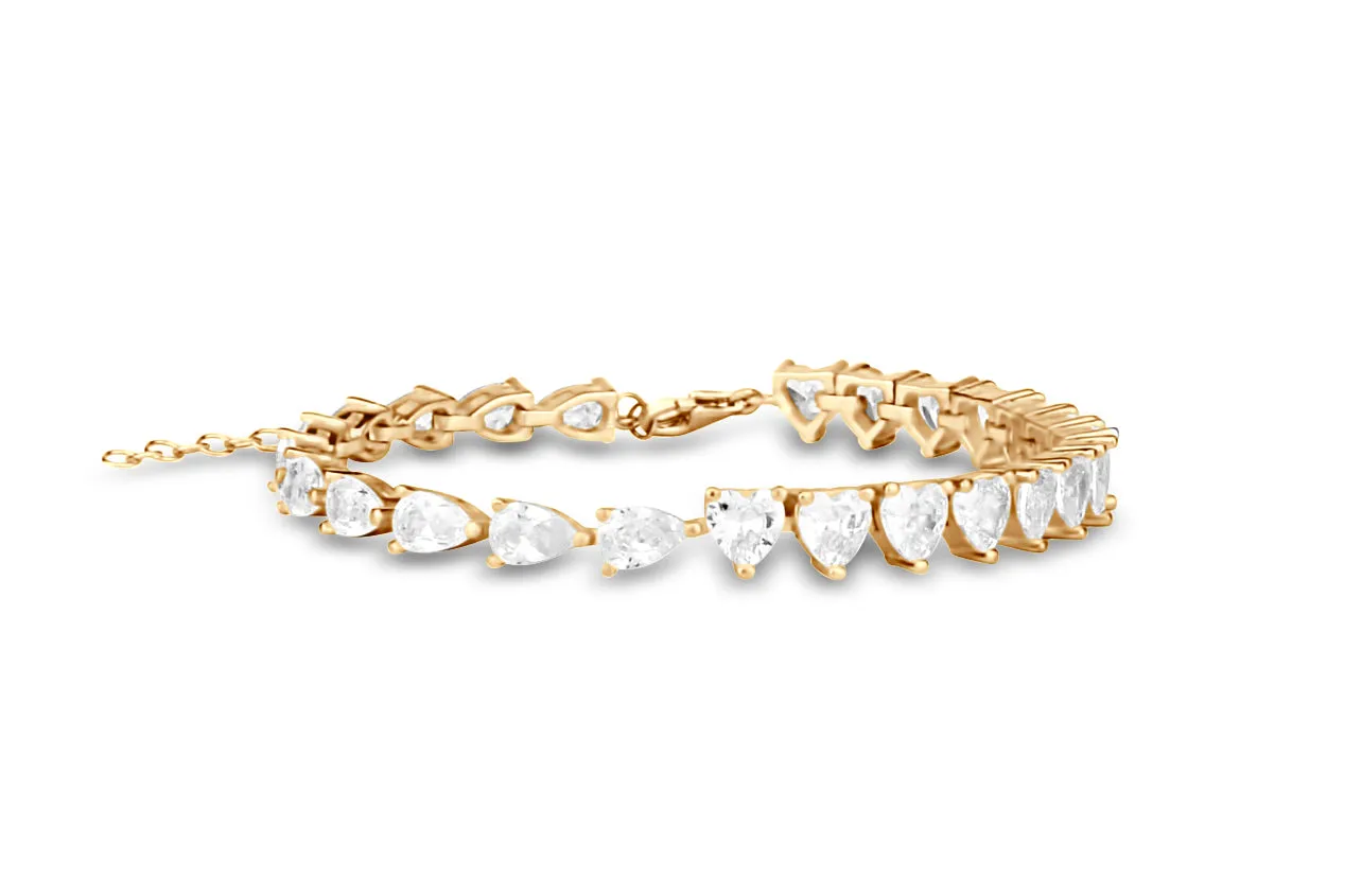 Half Heart Half Pear Tennis Bracelet