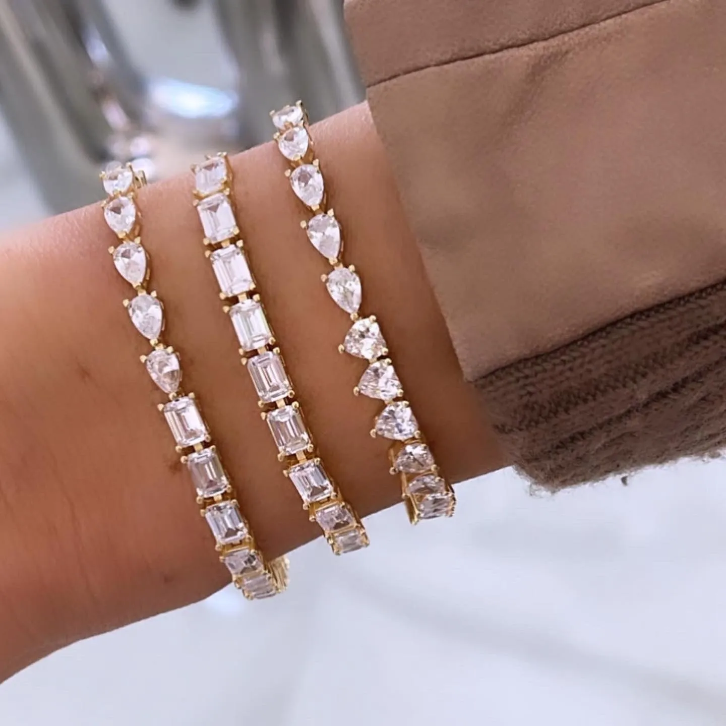Half Heart Half Pear Tennis Bracelet