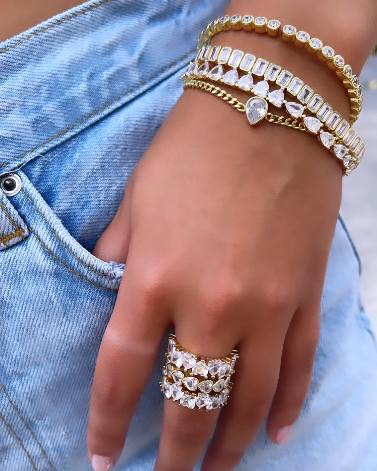 Half Heart Half Pear Tennis Bracelet