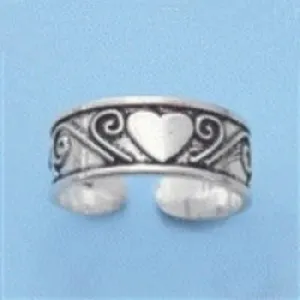 Heart Design Sterling Silver Toe Ring