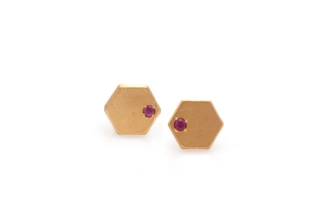 Hexagon Stud Earrings