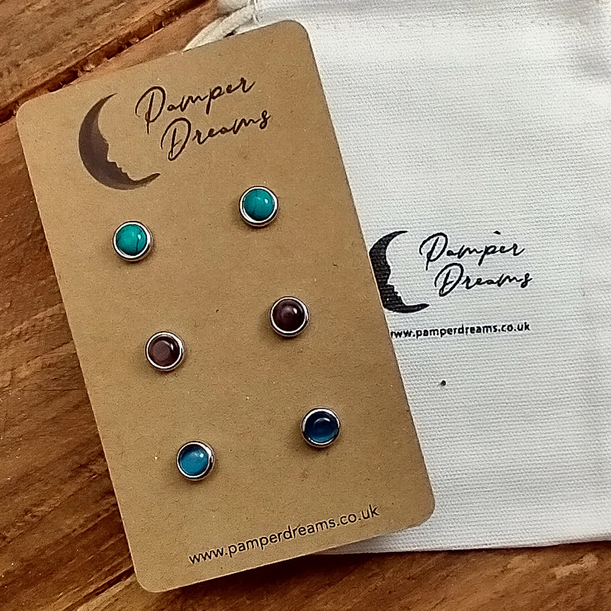 Hypoallergenic Stainless Steel CZ & Opalite Earring Set 3 Pairs Gold Colour 700