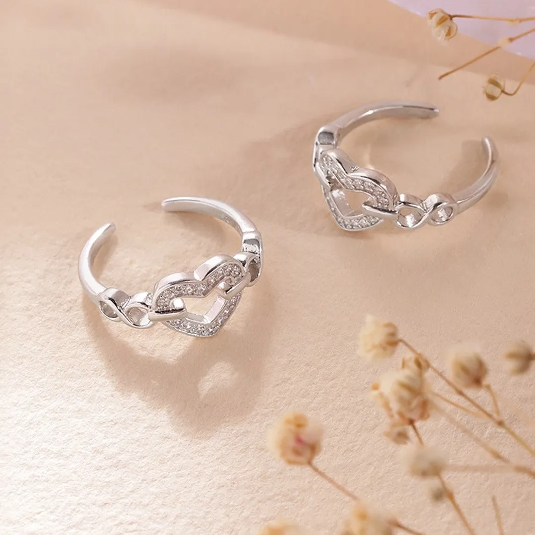 Infinity Heart Silver 925 Silver Toe Ring