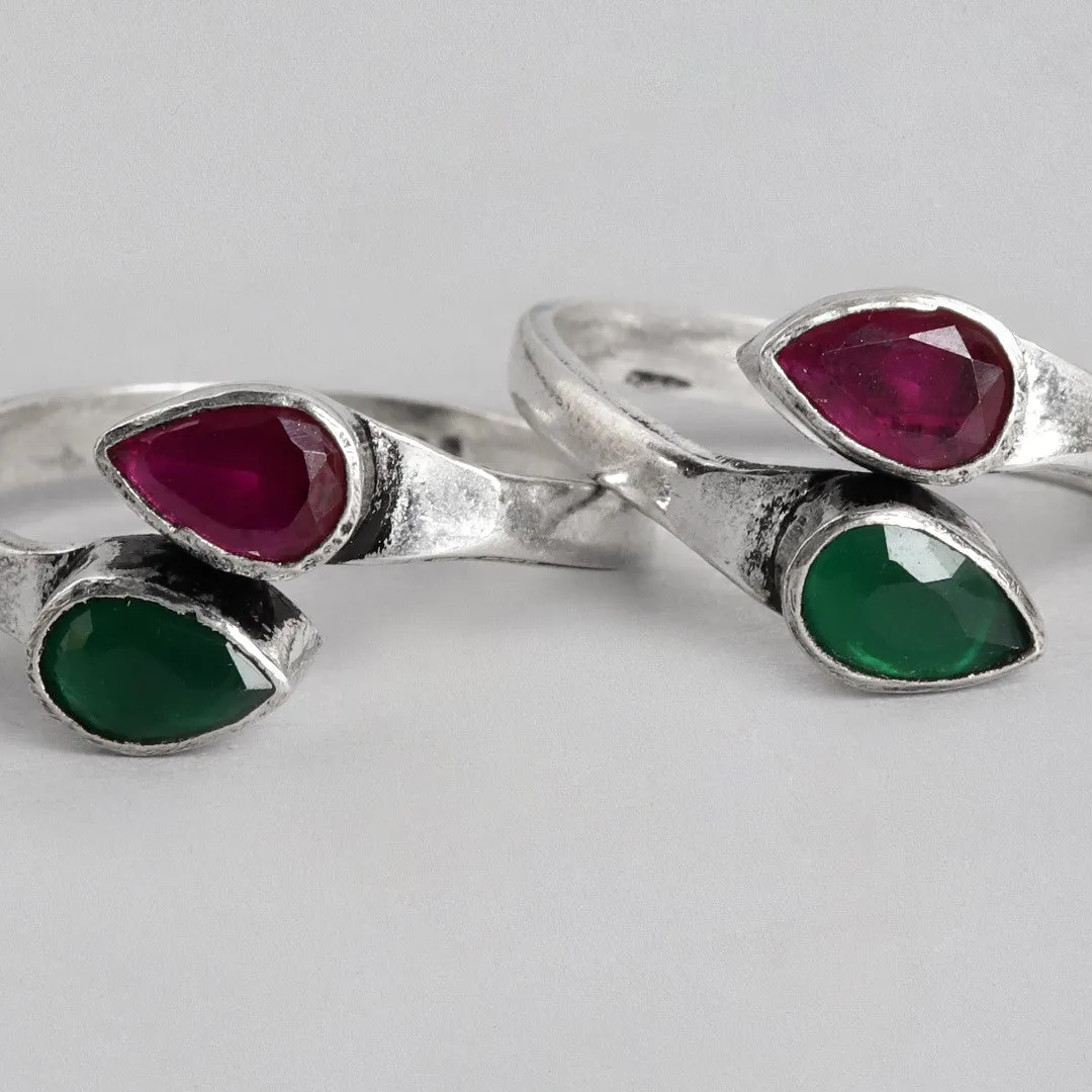 Jeweled Harmony Silver-Plated 925 Sterling Silver Toe Ring