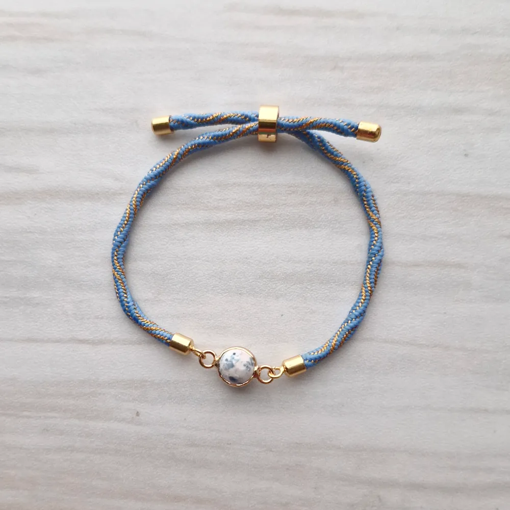 Kelly Howlite Center Stone Metallic Corded Slider Bracelet