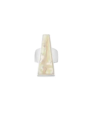 Kendra Scott Collins Ring - Bright Silver White Abalone - Size 6