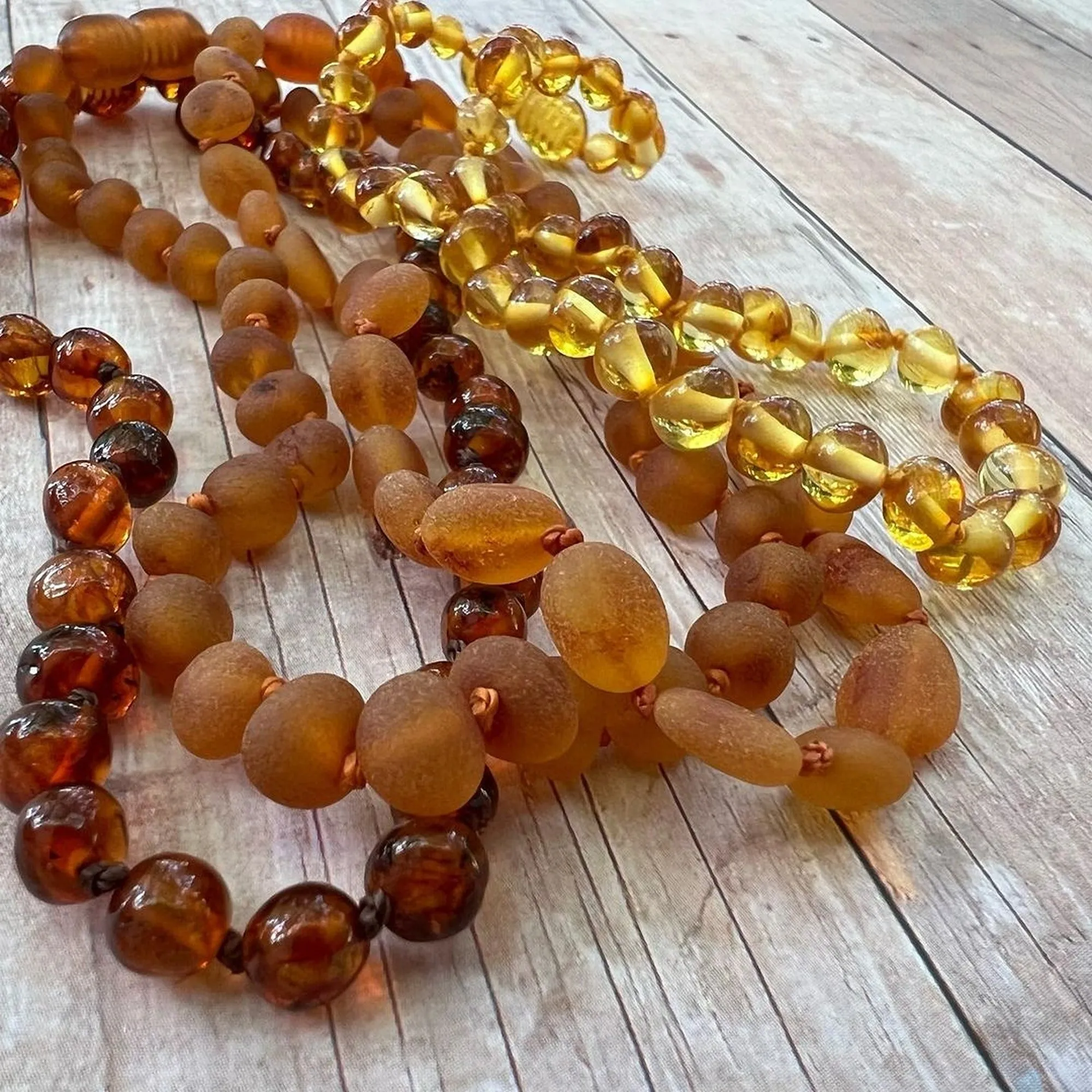 Kids | Raw Cognac Bean Baltic Amber Necklace