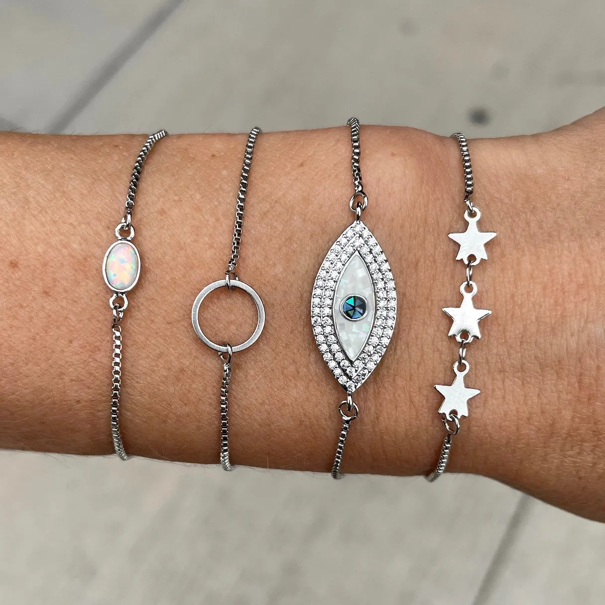 Knox Silver Stars Adjustable Bracelet