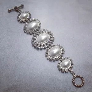 Larry Vrba Statement Pearl Diamante Bracelet