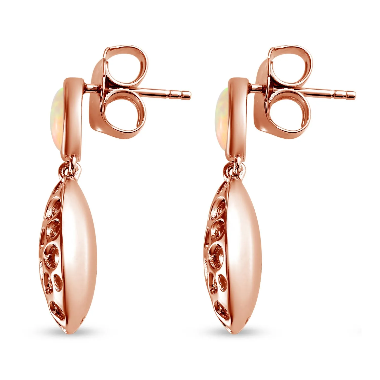 Lattice Pebble Drop Earrings with Ethiopian Opal