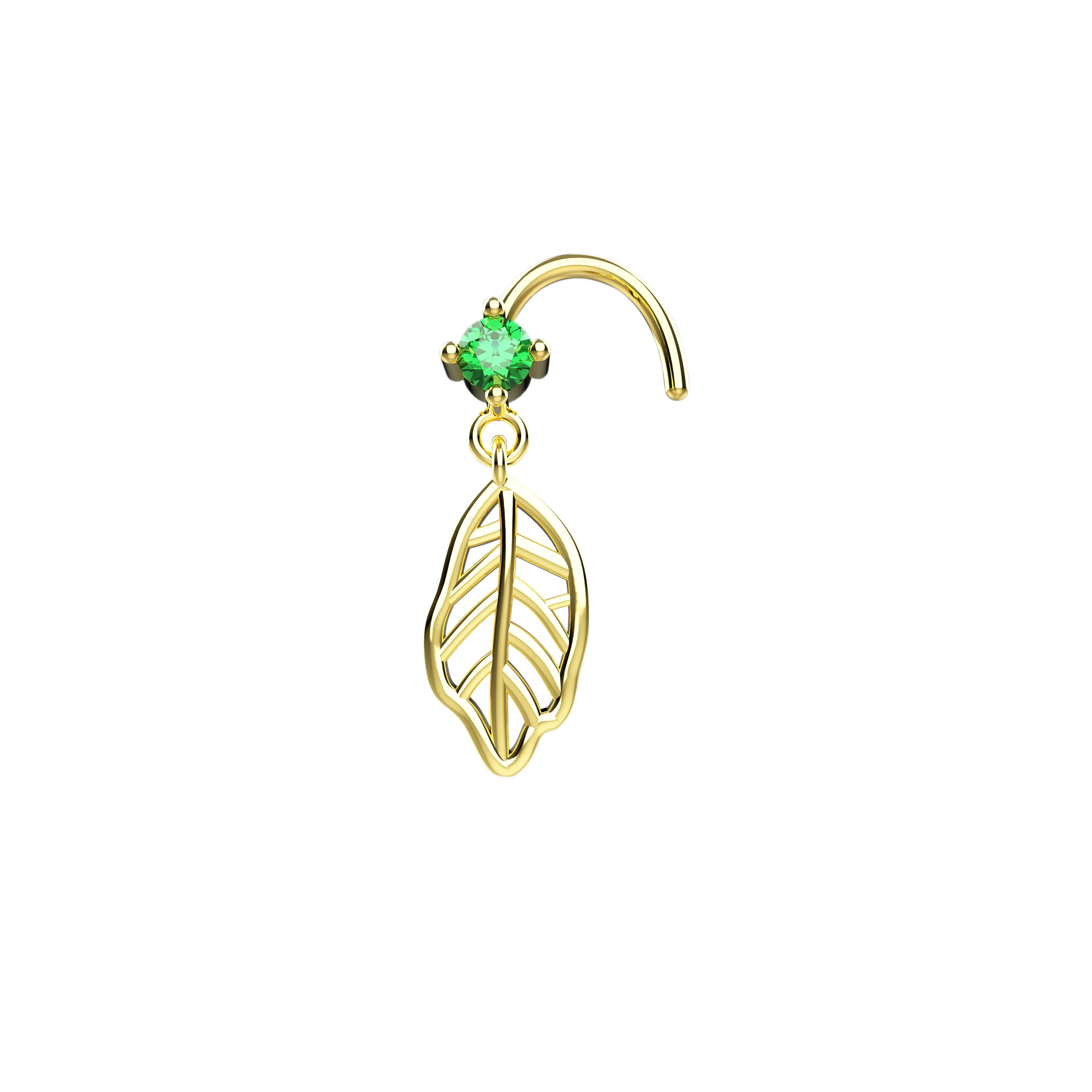 Leaf Dangle Nose Ring Piercing – Gold Nose Jewelry for Women
