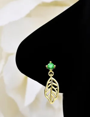 Leaf Dangle Nose Ring Piercing – Gold Nose Jewelry for Women