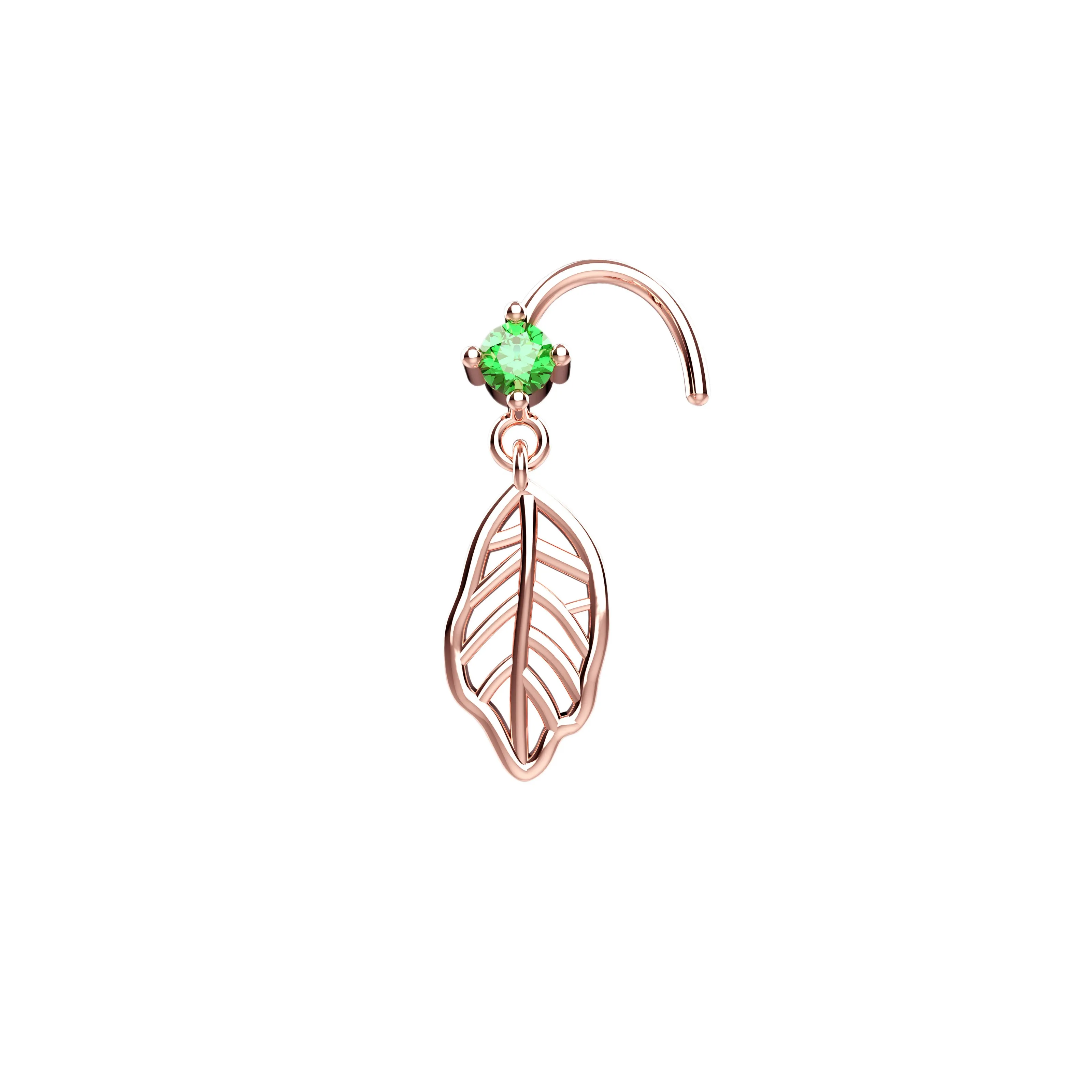 Leaf Dangle Nose Ring Piercing – Gold Nose Jewelry for Women