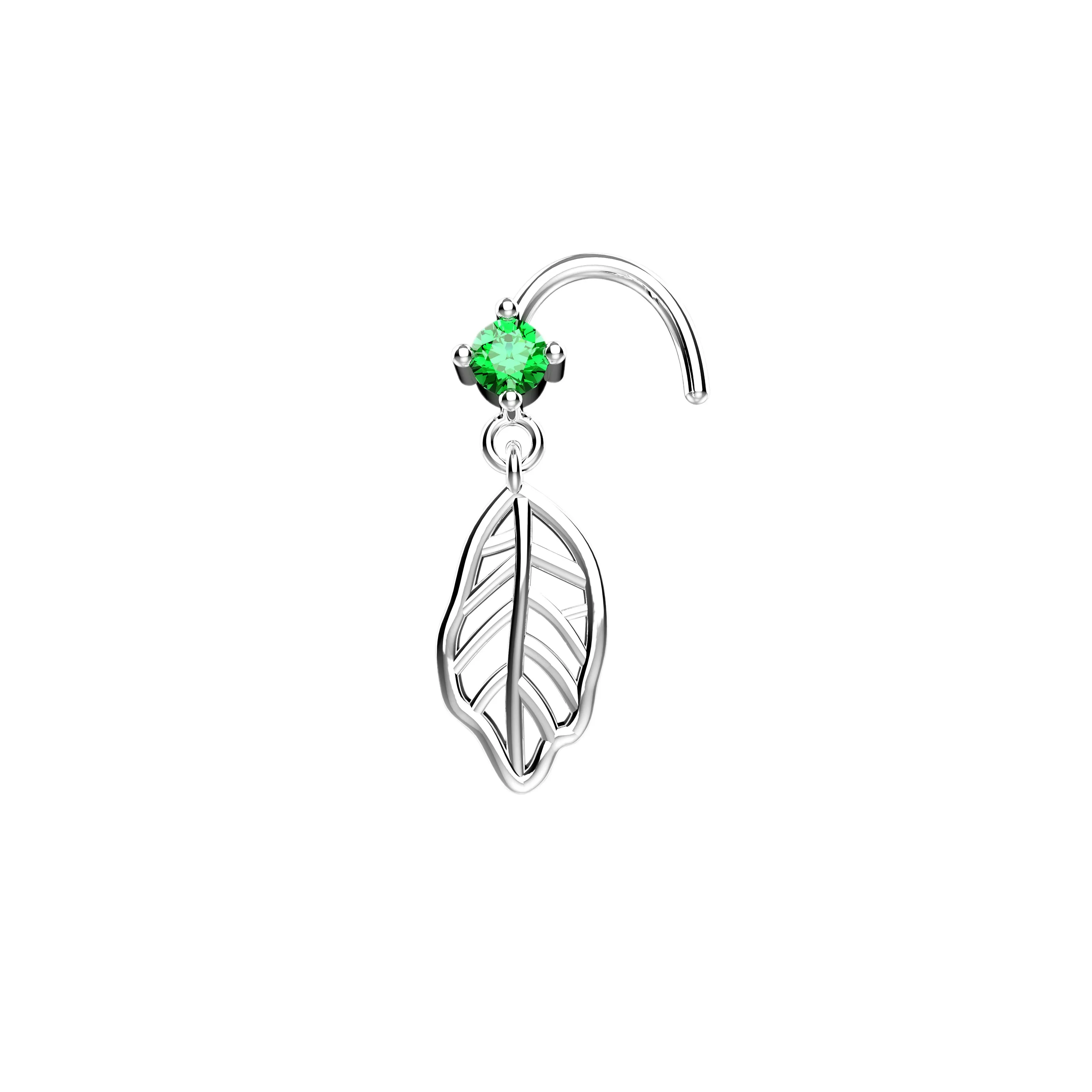 Leaf Dangle Nose Ring Piercing – Gold Nose Jewelry for Women