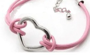 Leather Bracelet with Silver Heart
