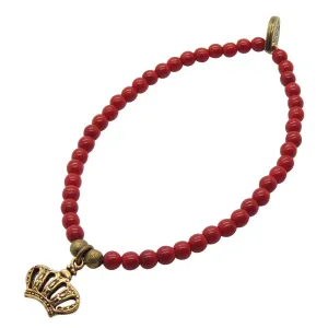 Limited Edition Crown Charm Glass Bead Bracelet