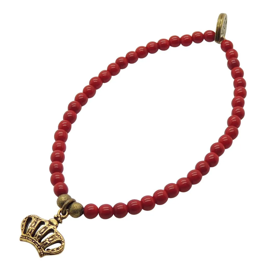 Limited Edition Crown Charm Glass Bead Bracelet