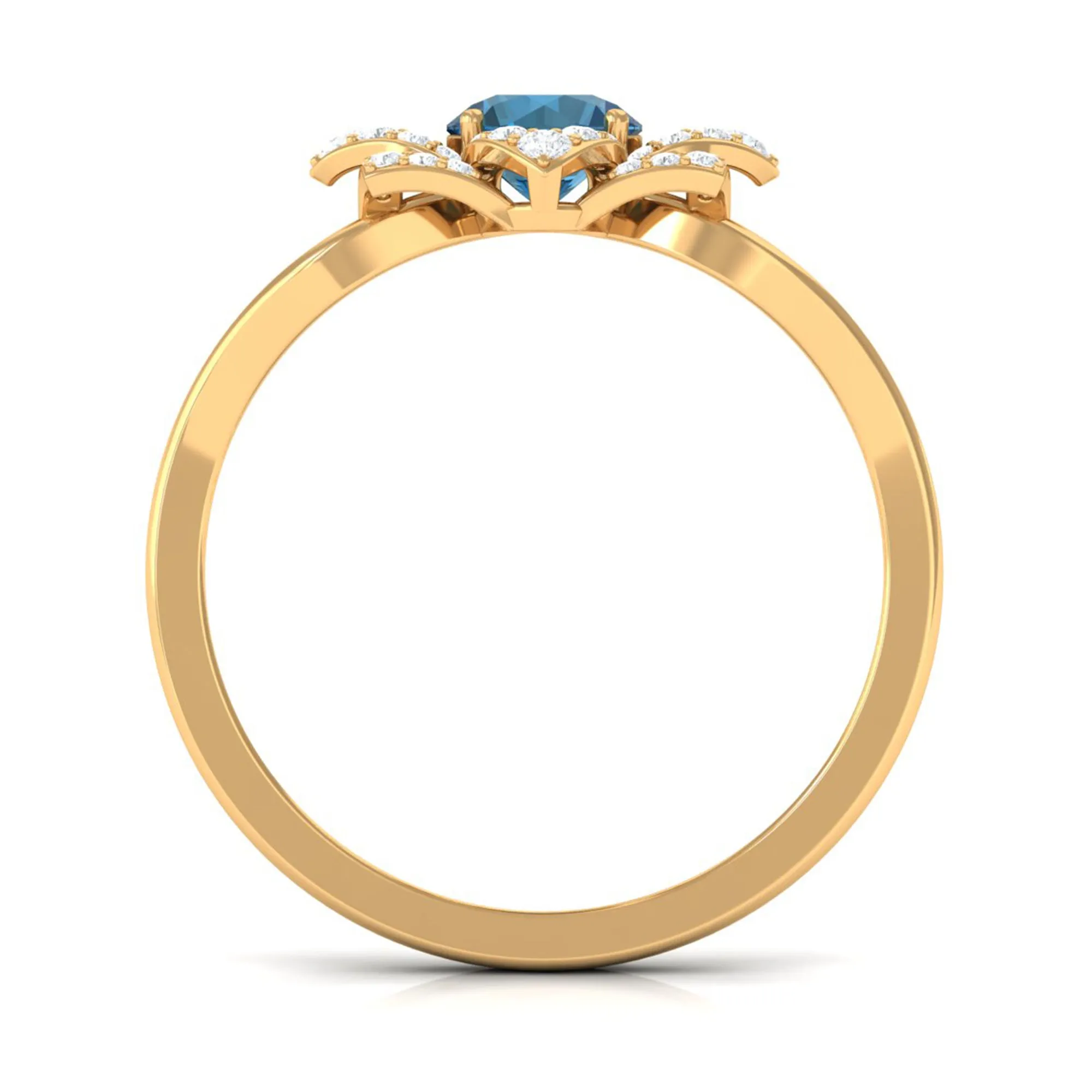 London Blue Topaz and Diamond Flower Engagement Ring