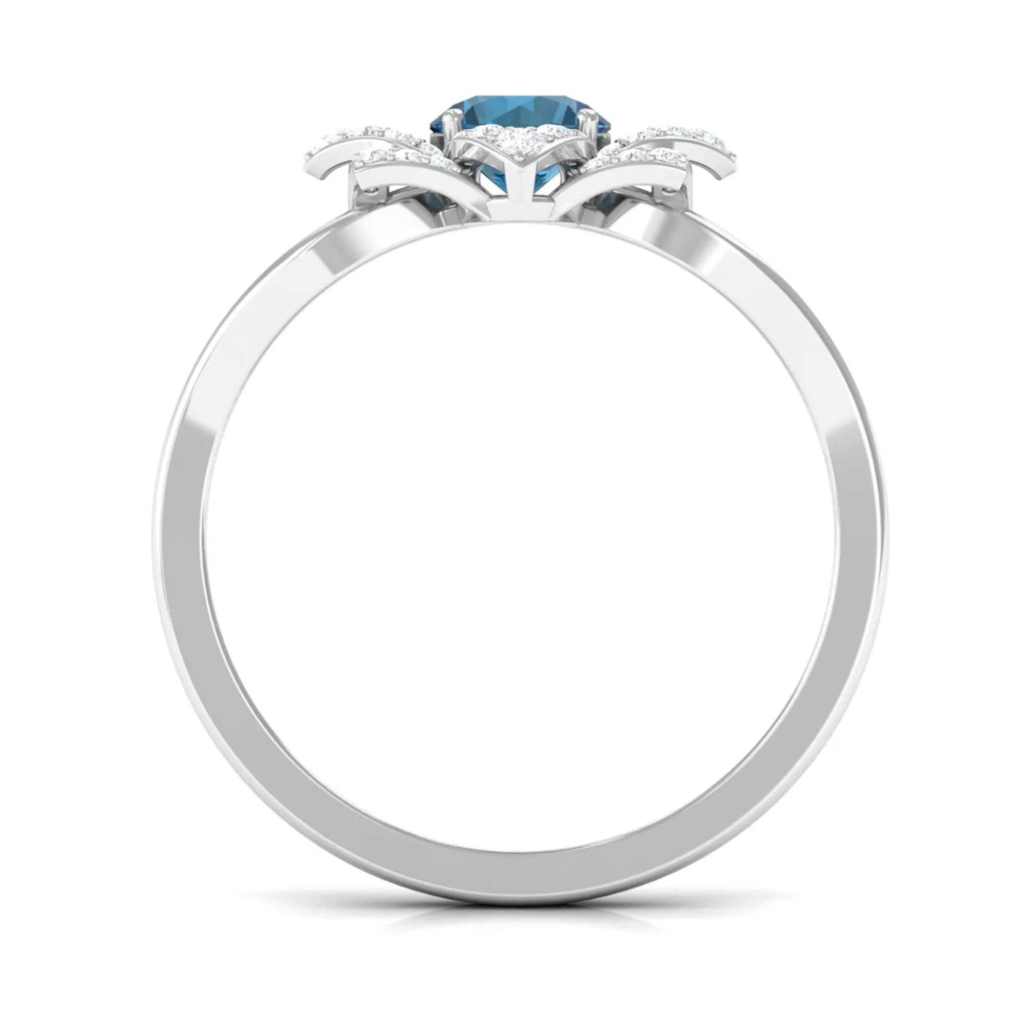London Blue Topaz and Diamond Flower Engagement Ring