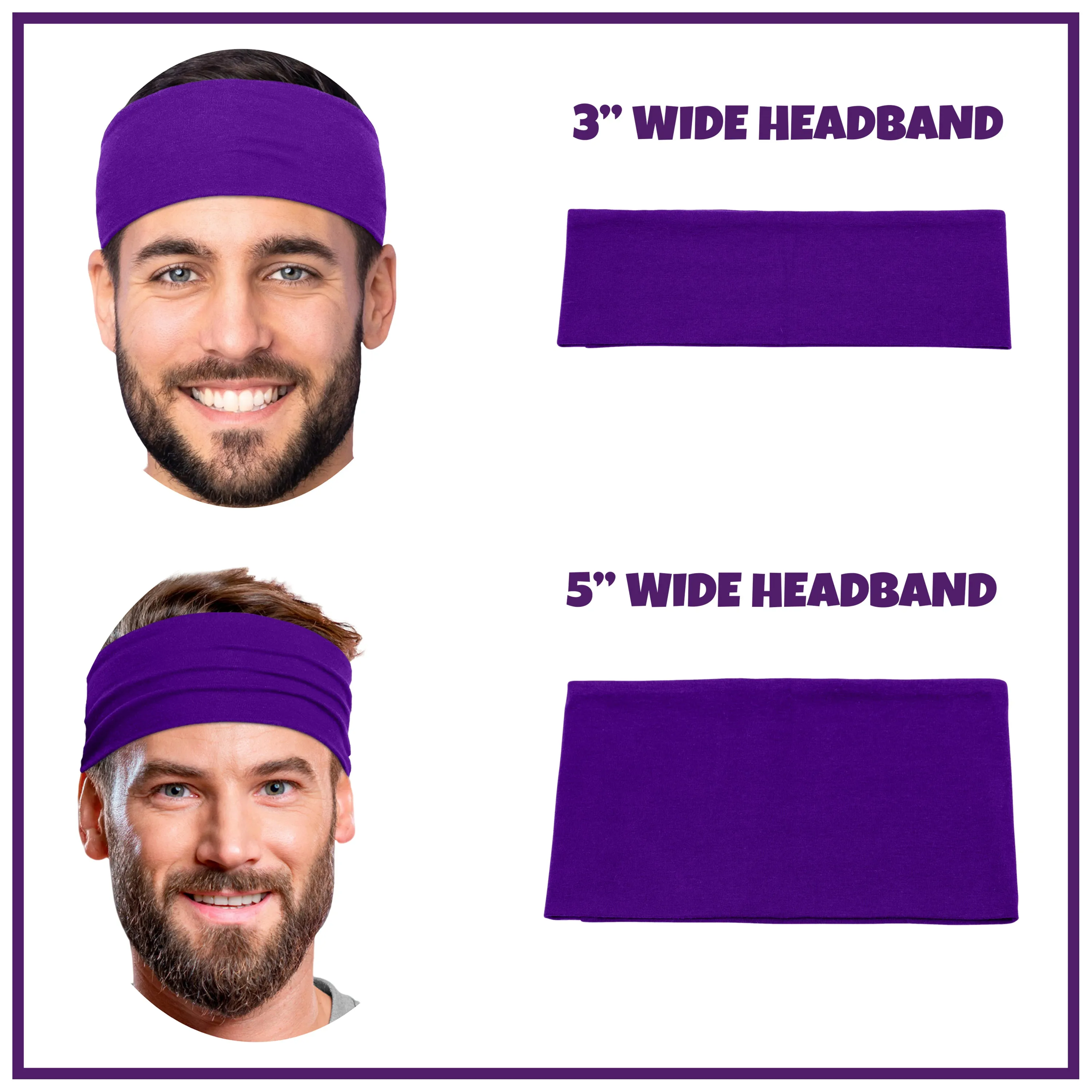 Men's Headbands Cotton Jersey 3" Wide Sports Fitness Yoga Made in the USA Fuchsia