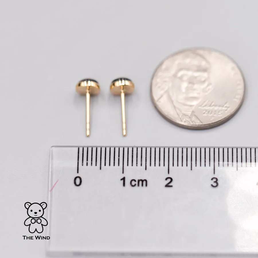 Minimalist 6x6 mm Round Shaped Australian Triplet Opal Stud Earrings 18K Yellow Gold