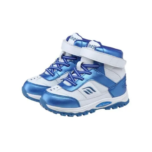 Mt. Emey 3305-6H White/Navy Blue - Children Straight Last Athletic Boots with Elastic Laces