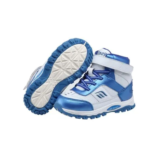 Mt. Emey 3305-6H White/Navy Blue - Children Straight Last Athletic Boots with Elastic Laces