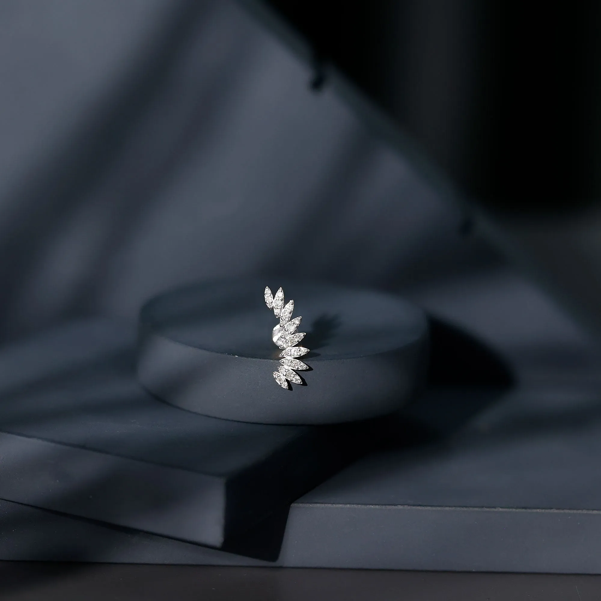 Natural Diamond Wing Crawler Earring for Helix Piercing