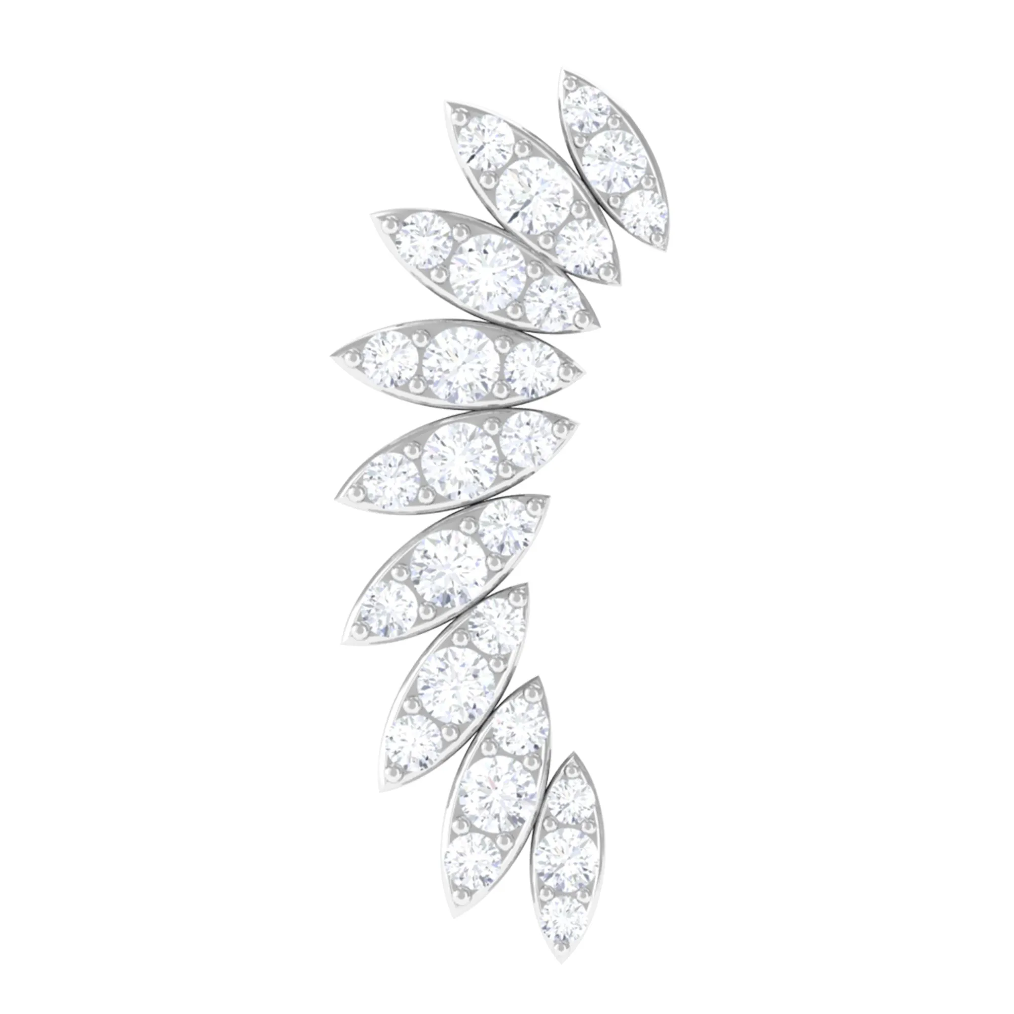 Natural Diamond Wing Crawler Earring for Helix Piercing