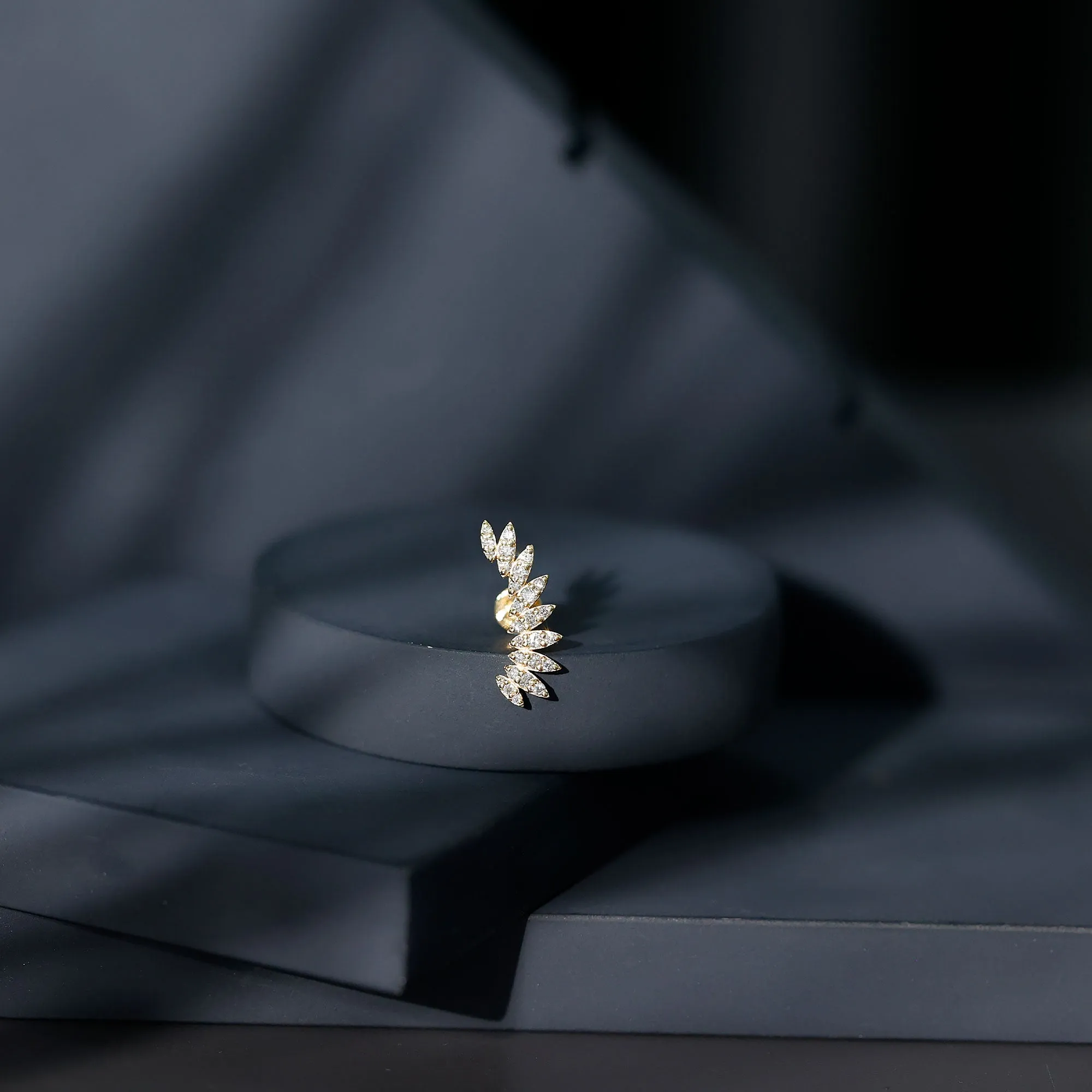 Natural Diamond Wing Crawler Earring for Helix Piercing