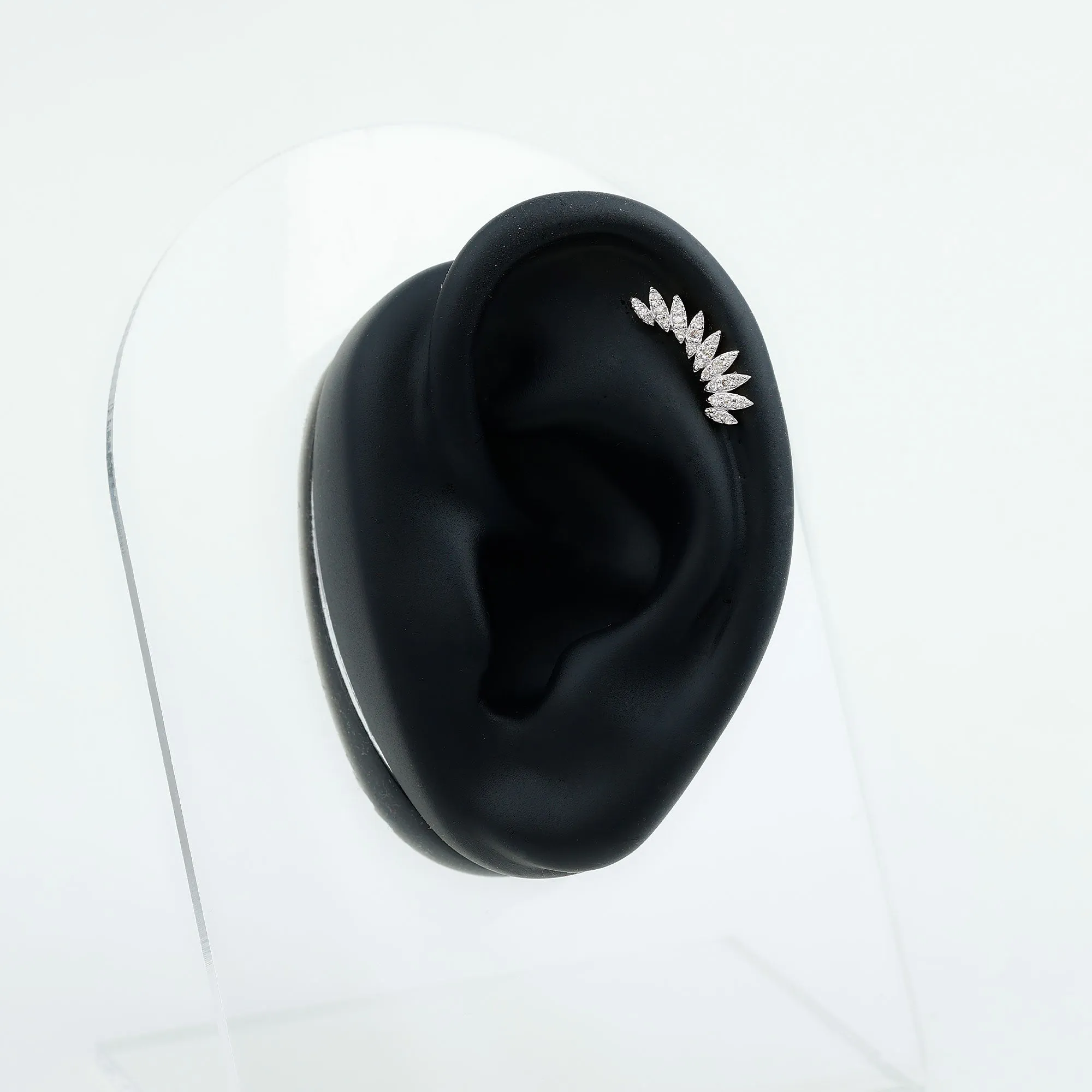 Natural Diamond Wing Crawler Earring for Helix Piercing